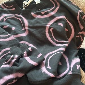 Black and Pink Smiley Face Sweater